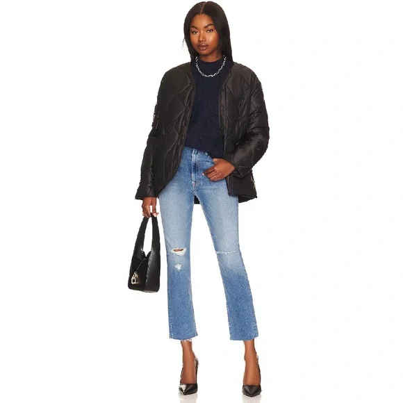 Mother High Waisted Rider Ankle Fray Straight Leg‎ Jeans in Party Like A Pirate